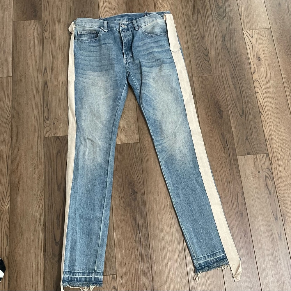 Mnml Skinny Jeans with Side Stripe Blue